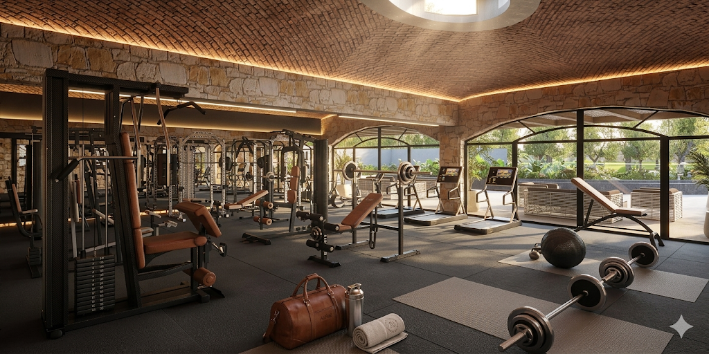 Gimnasio equipado con bóveda de ladrillo