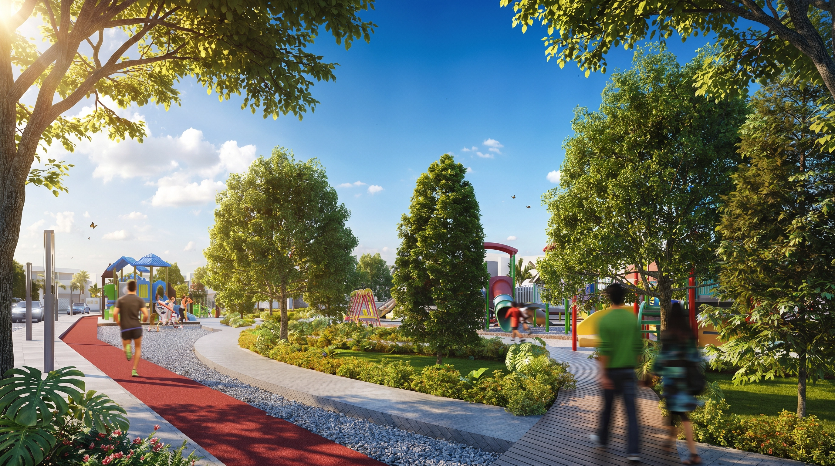 Parque, senderos y juegos infantiles